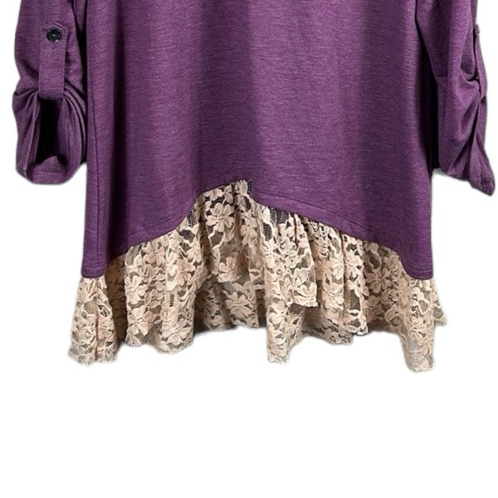LOGO Lounge Lace Trim Lounge Tunic Top Size M - Picture 4 of 8